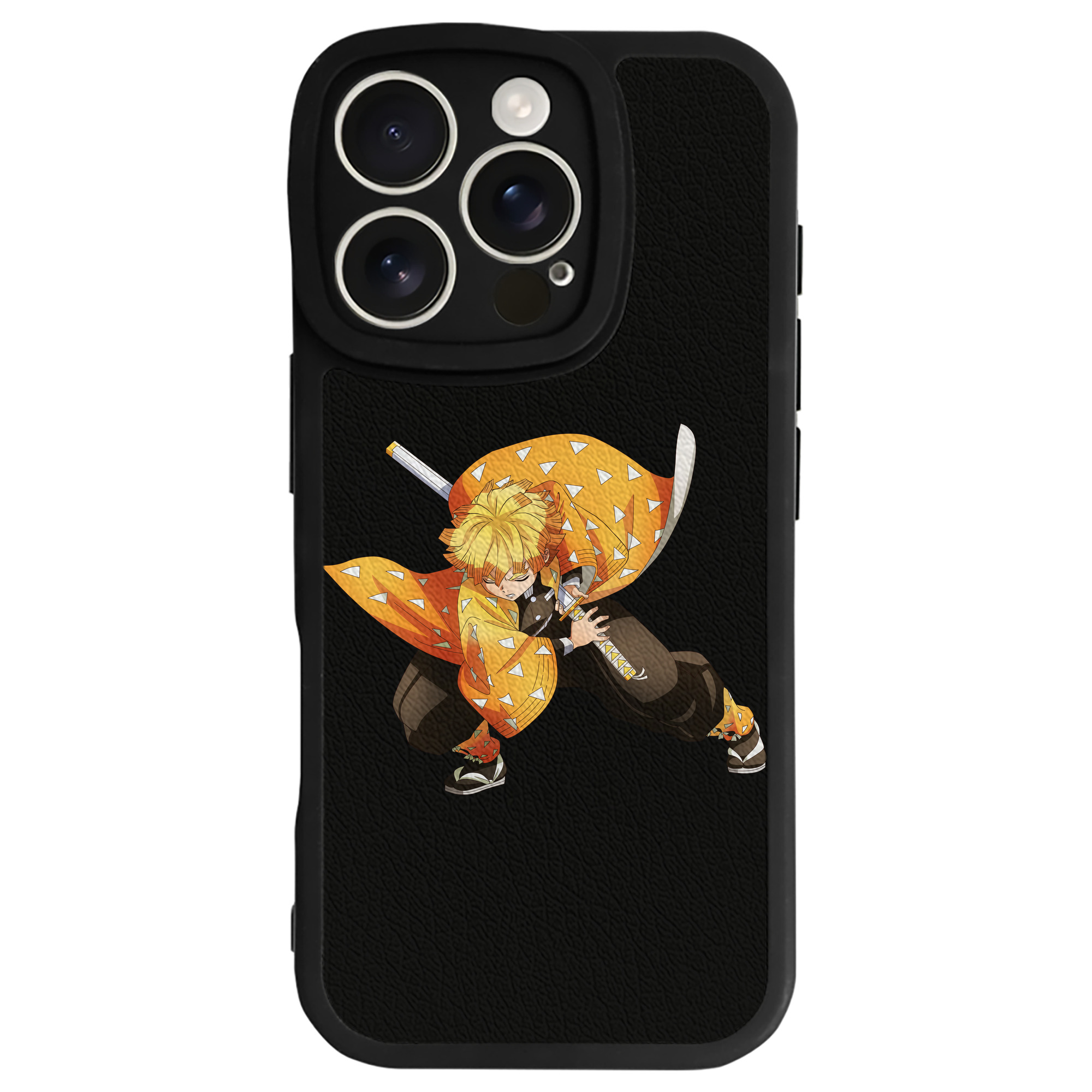 （画像用） 鬼滅の刃（きめつのやいば）我妻 善逸／あがつま ぜんいつ Agatsuma Zenitsu 【iPhone 16シリーズ対応】シリコンスマホケース（レザー調） 材質：シリコン